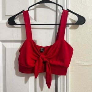 SHEIN Red Sleeveless Tie-Front Crop Top